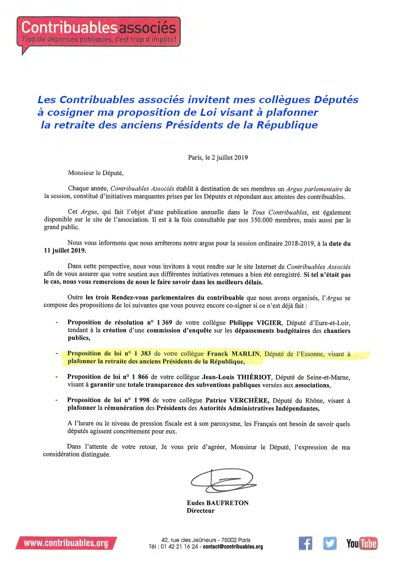 Lettre des contribuables associés